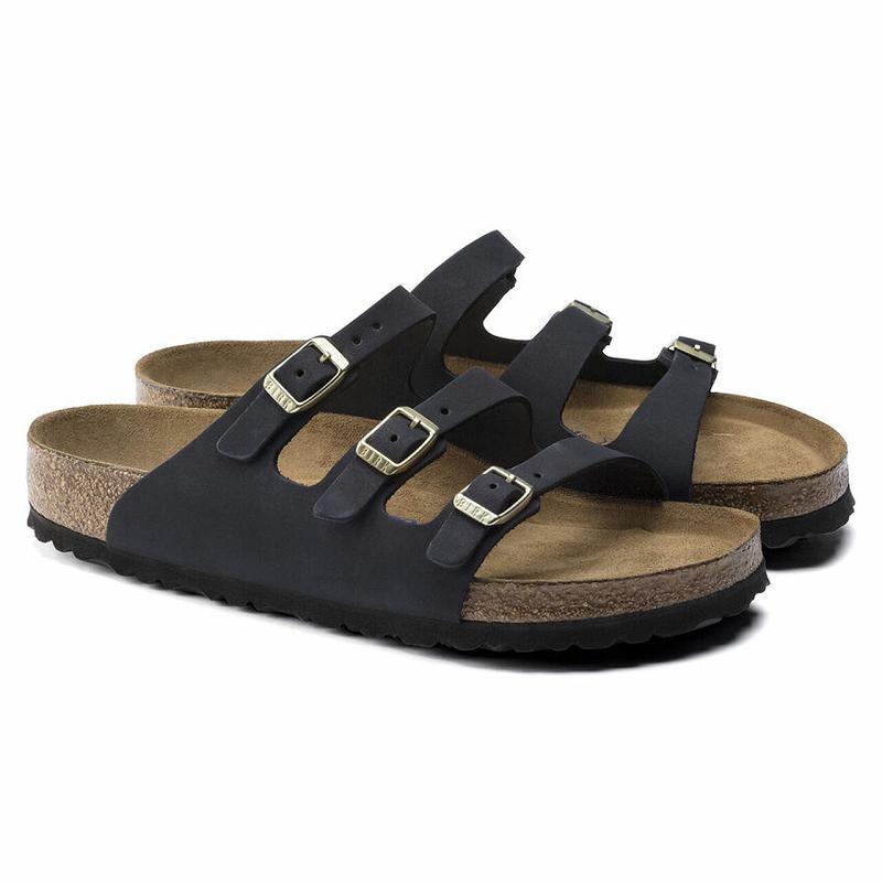 Birkenstock Fresh Soft Footbed Midnight Nubuck Læder Florida Dame Sort | DK 455MQZ